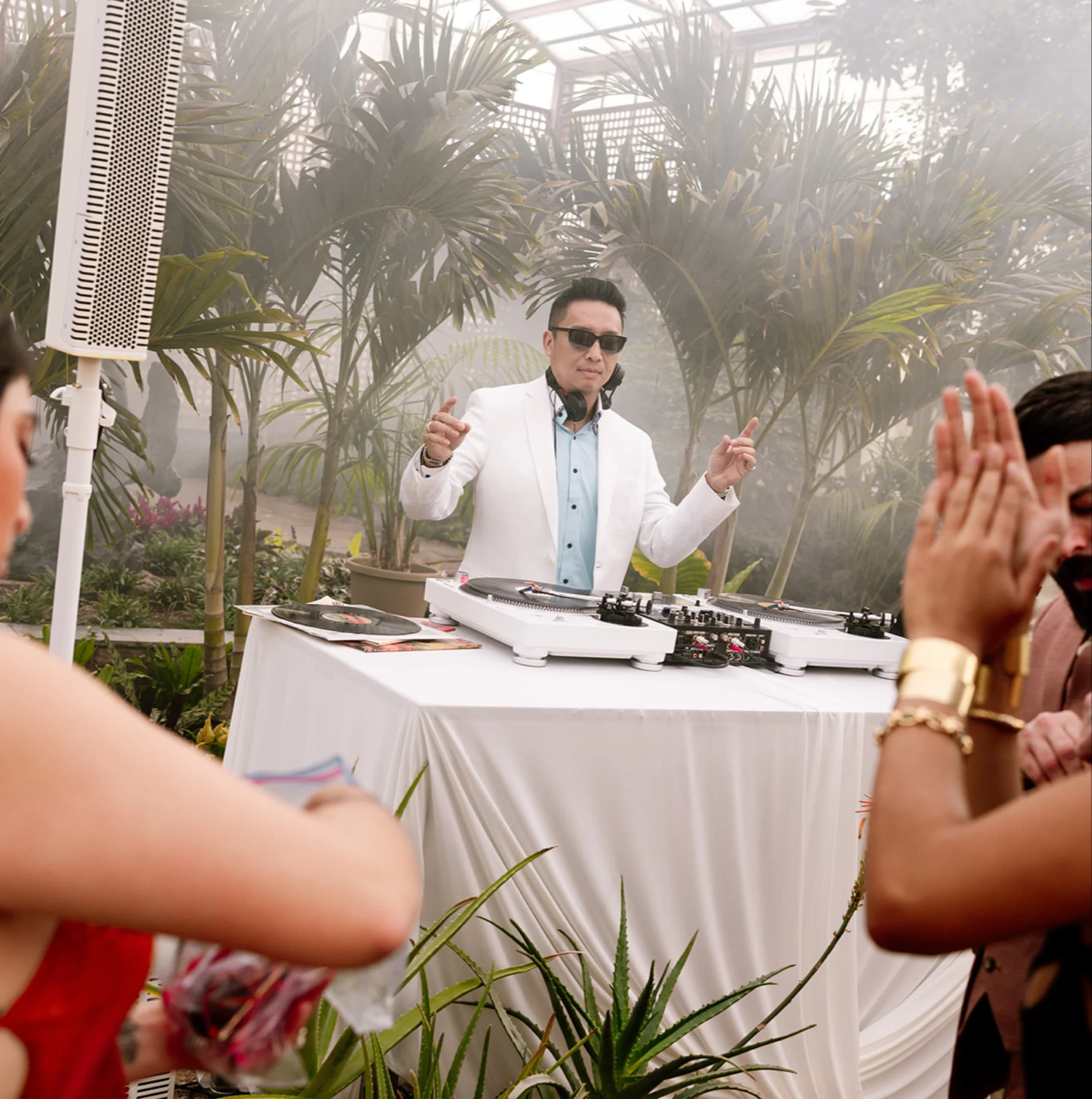 DJ Kevin Kong in the smoke at The Horticulture Center in Philadelphia